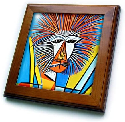 3dRose Vicces, Aranyos Művészi Pávián Majmot Picasso Stílus Kubizmus Művészet a Természet Keretes Lapok (ft-371910-1)