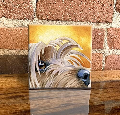Yorkshire Terrier Akvarell Kutya Művészeti Dekoratív Cserép (6 X 6 Keretes)