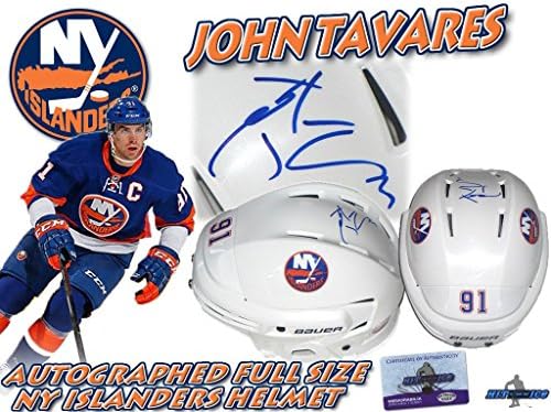 JOHN TAVARES Aláírt NEW YORK ISLANDERS Teljes Méret BAUER SISAK w/COA - Dedikált NHL Sisakok, Maszkok