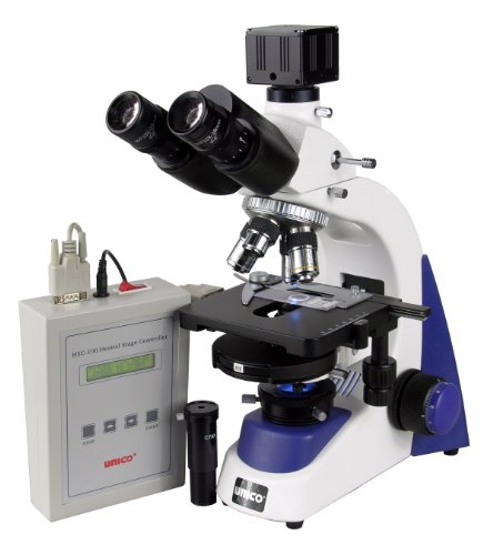 UNICO G393 által VEZETETT Mikroszkóp, Trinocular, Széles látószögű, 10X Szemlencse, 4X, 10X, 40X, 100X, Achromat, NA 1.25