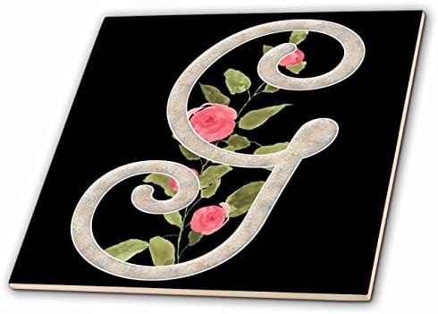 3dRose Monogram Kezdeti G A Csinos Rózsaszín Virágok - Csempe (ct_354657_1)