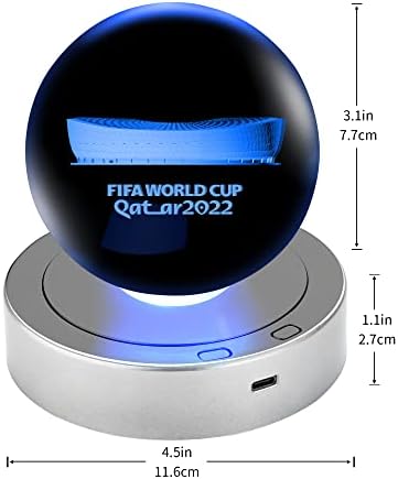 YouerCrystal Forgó Kijelző Stand - Forgó Kijelző Állni a Színes Fények - 3D World Cup 2022 kristálygömb 4 Rulírozó & 8 Fény