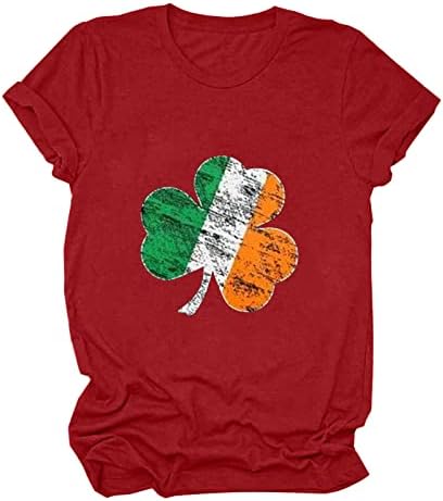 Az ír Shamrock-Írország Zászló Szerencsés Szent Patrik Napi Ajándék Póló Női Aranyos Lóhere Nyomtatás Póló, Ki Felsők