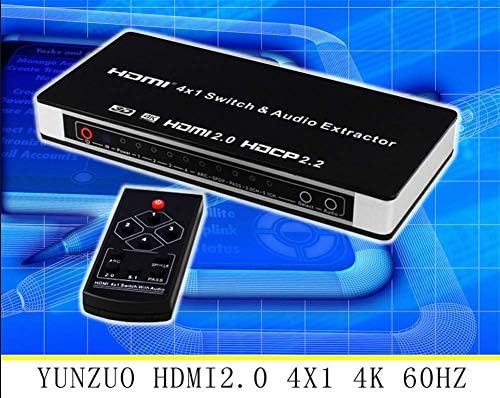 A 4K HDMI2.0 Váltó, 4 Port 2.0 HDMI Kapcsoló Doboz 4x1 Infravörös Távirányító @ 60Hz HDCP 2.2 ARC 3D HDMI Switcher + Optikai