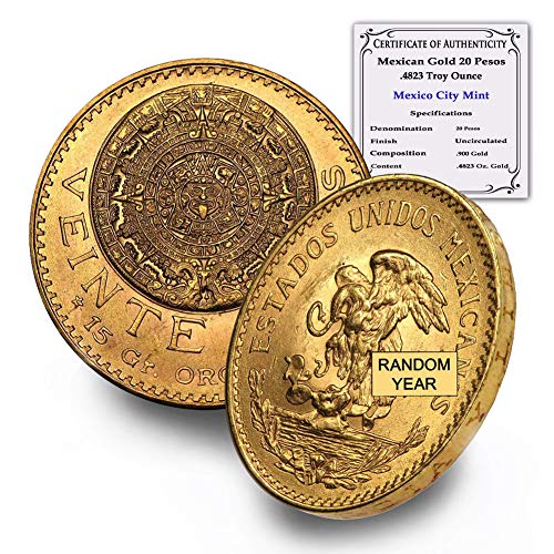 1917 Nem Menta Mark - 1959 (Random Év) Mexikói Arany 20 Peso AGW .4823 Troy oz Brilliant Uncirculated w/COA által CoinFolio